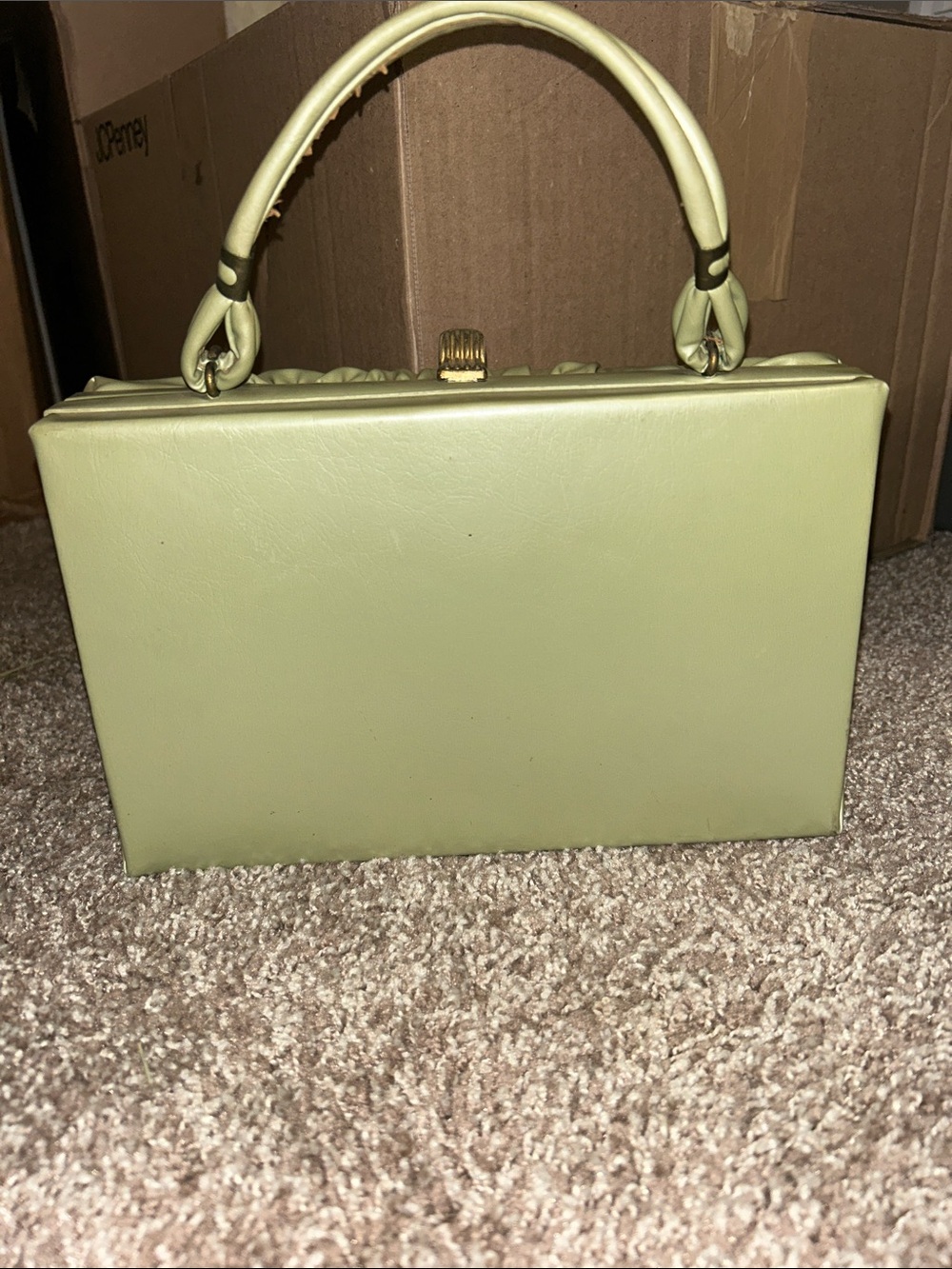 Vintage Light Green Structured Top-Handle Women’s Bag - Picture 3 of 7
